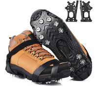 HONYAO Crampons, Crampon Neige Chaussures Bottes, Crampons à Glace pour Hommes Femmes, Véritables Pointes en Acier Inoxydable et Silicone Durable, Anti-Slip Crampons pour Marche Randonnée Pêche, M