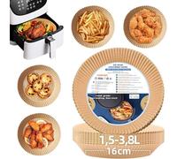 HONYAO Papier Cuisson Air Fryer 100 Pièces, 16 cm Rond Papier Sulfurisé pour Friteuse a Air 1,5-3,8 L, Airfryer Parchemin Accessoires compatible avec Cosori Philips Cecotec Friteuse Sans Huile