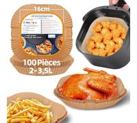 HONYAO Papier Cuisson Air Fryer 100 Pièces, 16x16cm Carré Paper Sulfurisé pour Friteuse a Air 2-3,5 L, Airfryer Parchemin Accessoires compatible avec Cosori Philips Cecotec Friteuse Sans Huile