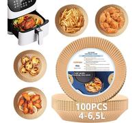 HONYAO Papier Cuisson Air Fryer 100 Pièces, 20 cm XL Rond Paper Sulfurisé pour Friteuse a Air 4-6,5 L, Airfryer Parchemin Accessoires compatible avec Cosori Philips Cecotec Friteuse Sans Huile