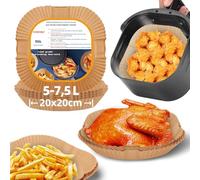 HONYAO Papier Cuisson Air Fryer 100 Pièces, 20x20 cm XXL Carré Paper Sulfurisé pour Friteuse a Air 5-7,5 L, Airfryer Parchemin Accessoires compatible avec Cosori Philips Cecotec Friteuse Sans Huileile