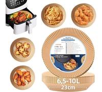 HONYAO Papier Cuisson Air Fryer 100 Pièces, 23 cm XXL Rond Papier Sulfurisé pour Friteuse a Air 6,5-10 L, Airfryer Parchemin Accessoires compatible avec Princess Philips Cecotec Friteuse Sans Huile