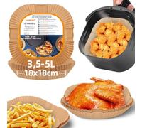 HONYAO Papier Cuisson Air Fryer Carré 18x18 cm Paper Sulfurisé pour Friteuse a Air, Parchemin Moule Accessoires compatible avec Philips 4,2L/Moulinex 5L/Ninja 4,7L, autres Airfryer 3,5-5 L