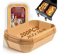 HONYAO Papier Cuisson pour Ninja Air Fryer, 200 Pièces 20,5x14cm Rectangulair Paper Liners Friteuse Sans Huile Accessoires compatible avec Dual Zone Airfryer et Ninja Double Stack XL