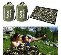 HONYAO Sac de Couchage de Survie, Sac de Couchage d'urgence, Bivvy de Survie Léger Camping en Plein air Randonnée, Camouflage, 2 Pieces