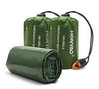 HONYAO Sac de Survie, Sac de Bivouac Réutilisable pour Urgence | Léger, étanche et compact avec sifflet, pour randonnée, camping, bivouac et kit de survie, aide à conserver la chaleur