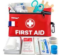 HONYAO Trousse de Secours 105 Pièces, Trousse à Pharmacie Voyage, Kit de Premier Secours pour Maison Randonnée Voiture Camping Enfant Lieu de Travail, Rouge