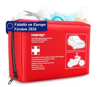 HONYAO Trousse Premiers Secours Voiture, Trousse à Pharmacie Conforme à la Dernière Norme DIN 13164, Kit Premier Secours pour Auto Camions Caravane Moto Maison Voyage Camping