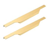 hOnYbmq Poignées de tiroir dissimulées, tirettes à doigt, Finger Edge Pull Wardrobe Kitchen Furniture Knobs Brushed Gold 2 Pieces