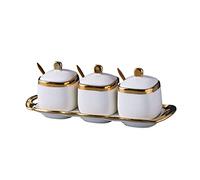 hOnYbmq Sucrier en céramique, 3 Set Of Sugar Container Spice Jar,Colorful Ceramic Coffee Sugar Canisters