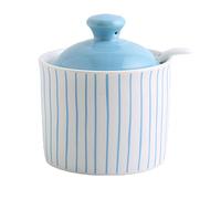 hOnYbmq Sucrier en céramique, Blue Sugar Bowl with Lid,Sugar Salt Pot Seasoning Canister