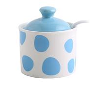 hOnYbmq Sucrier en céramique, Blue Sugar Bowl with Lid,Sugar Salt Pot Seasoning Canister