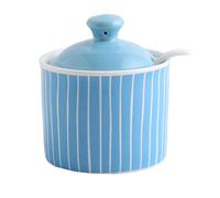 hOnYbmq Sucrier en céramique, Blue Sugar Bowl with Lid,Sugar Salt Pot Seasoning Canister