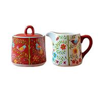 hOnYbmq Sucrier en céramique, Ceramic Sugar Bowl with Lid and Milk Jug, Creamer and Sugar Sets,