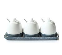 hOnYbmq Sucrier en céramique, White Farmhouse Sugar Pot Salt Bowl Seasoning Box Spice Jars,