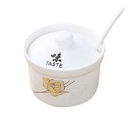 hOnYbmq Sucrier en céramique, White Sugar Bowl with Lid, Ceramic Salt Pot Seasoning Canister, Kitchen Storage Decorate