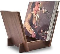 Honygebia Support de Disques en Bois Massif - Porte-Vinyles en Bois de Sapele, Présentoir en Forme de V pour l’Exposition et Le Rangement, Idéal pour Stocker Une Collection de 40 LPs Premium