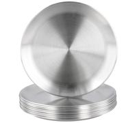 HONYUET Lot de 12 assiettes rondes en acier inoxydable de 20 cm pour camping, barbecue, fête, argent