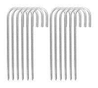 HONYUET Lot de 12 piquets d'ancrage de tente de 30 cm en acier galvanisé pour trampoline, camping, jardin, argent