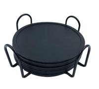 HONYUET Lot de 16 dessous de verre ronds en silicone, 10 cm, noirs, antidérapants, résistants à la chaleur, avec support, pour table et bar