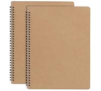 HONYUET Lot de 2 cahiers à spirale A4 en papier kraft, couverture marron, 28,5 x 21 cm, 100 pages, pour la maison et le bureau