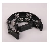 HONYUET Lot de 2 tambourins - 21 x 20 cm - Double rangée de poignées en ABS noir et blanc - Avec 20 colliers en acier inoxydable par pièce - Pour cours de musique, performance, karaoké et fêtes