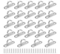 HONYUET Lot de 24 crochets de plafond M5 en acier inoxydable - 45 x 15 mm - Robustes - Ovale - Avec vis - Pour suspendre des plantes, balançoires, hamacs, gréement de bateau