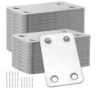 HONYUET Lot de 50 plaques de jonction plates avec vis, 60 x 38 mm en acier inoxydable pour réparation de bois