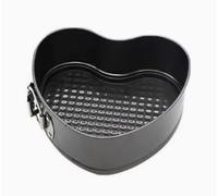 HONYUET Lot de 6 moules à charnière - 12 cm - En forme de cœur - Antiadhésif - En acier au carbone - Noir - Avec fond plat - Petit moule à gâteau pour gâteaux au fromage et desserts