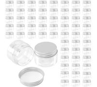 HONYUET Lot de 60 petits pots à échantillons en plastique de 30 ml avec couvercles, mini pots de voyage vides de rangement pour crème, paillettes