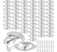 HONYUET Lot de 60 poignées de tiroir vintage en forme de demi-lune avec vis pour armoires, commodes, armoires - 81 x 35 mm