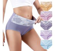 Honzadar Culotte Taille Haute pour Femme, Culotte Gainante pour Femme, Culotte à Couverture complète, récupération par césarienne, lot Multiple, Multicolore D-Lot de 5, L