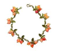 Hooaat Bracelet de perles en forme de feuille de baies douces - Bracelet rétro pour femme - Perles colorées - Bracelet en feuille de canneberge - Bijoux pour femme