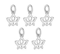 HooAMI 5pcs Charms Pendentif Fleur de Lotus en 925 Argent Accessoire de Bijoux DIY pour Creation de Collier ou Bracelet 11mmx10.5mm
