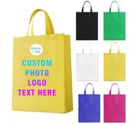 HooAMI Ensemble de sacs fourre-tout personnalisés de 5/10/50/100, texte de logo personnalisé, sacs à provisions réutilisables, article promotionnel d'activités commerciales, jaune