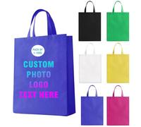 HooAMI Ensemble de sacs fourre-tout personnalisés de 5/10/50/100, texte de logo personnalisé, sacs à provisions réutilisables, article promotionnel d'activités commerciales, bleu royal