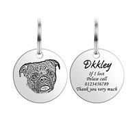 HooAMI Medaille Chien avec Gravure,Personnalisé Medaille Chien Rond,Gravée Portrait Prénom Adresse Numéro De Téléphone pour Chien et Chat(Argent,N)