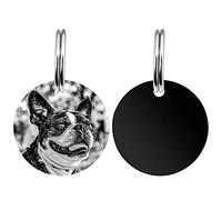 HooAMI Medaille Chien avec Gravure,Personnalisé Medaille Chien Rond,Gravée Prénom Adresse Numéro De Téléphone pour Chien et Chat(le noir,L)