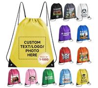 HooAMI Sac à dos personnalisé avec cordon de serrage Articles promotionnels en vrac avec votre logo Sac à dos personnalisé Cinch Sack Gym Draw String Back Bag, jaune, 16.9" L x 13.4" W, Sacs à dos de