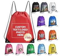 HooAMI Sacs à dos personnalisés avec cordon de serrage en vrac avec votre logo, sac à dos personnalisé avec cordon de serrage