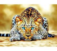 Hoobee 5D Diamond Painting Complet Léopard, DIY Diamond Painting Kits Animal Broderie au Point de Croix Mosaïque Strass Décoration de la Maison 30x40 cm