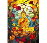Hoobee 5D DIY Diamond Painting Bouddha, Peinture Diamant Religion, Diamant Painting Broderie au Point de Croix Mosaïque Strass Décoration de la Maison 30x40cm-2