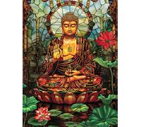 Hoobee 5D DIY Diamond Painting Bouddha, Peinture Diamant Religion, Diamant Painting Broderie au Point de Croix Mosaïque Strass Décoration de la Maison 30x40cm-3