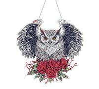 Hoobee DIY Hibou Diamond Painting Pendentif, Animal Pendant Broderie Diamant Kit avec Chaîne, pour Jardin Maison Porte et Fenêtre Décoration Cadeaux 20x20 cm(Hibou)