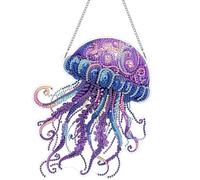 Hoobee DIY Méduse Diamond Painting Pendentif, Animal Pendant Broderie Diamant Kit avec Chaîne, pour Jardin Maison Porte et Fenêtre Décoration Cadeaux 20x20 cm(Méduse)