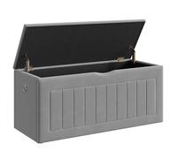 HOOBRO 100 cm Boîte à Jouets avec revêtement en velours, Coffre avec charnière et poignées, Banc de rangement, Banc à Chaussures, pour chambre des enfants, salon, Gris EGY210CW01