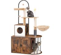 HOOBRO Arbre à Chat avec Maison de Litière pour Chat, avec Tour à Chat, 80 x 45 x 145 cm, Marron Rustique