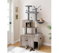 HOOBRO Arbre à Chat avec Maison de Litière pour Chat, avec Tour à Chat, 80 x 48 x 175 cm