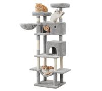 HOOBRO Arbre à Chat Multiniveau avec Niches, Gris et Beige