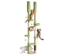 HOOBRO Arbre à Chat Sol-Plafond Réglable, Meuble Chat, Vert